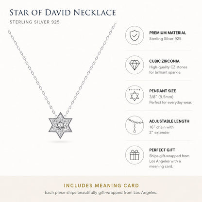CZ star of David necklace in mixed metal gold and silver design by Alef Bet