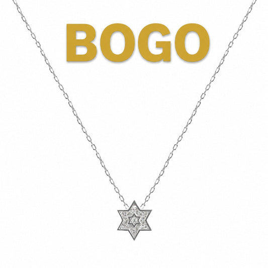 Everyday Star of David Necklace with CZ in Sterling Silver and Gold Plated