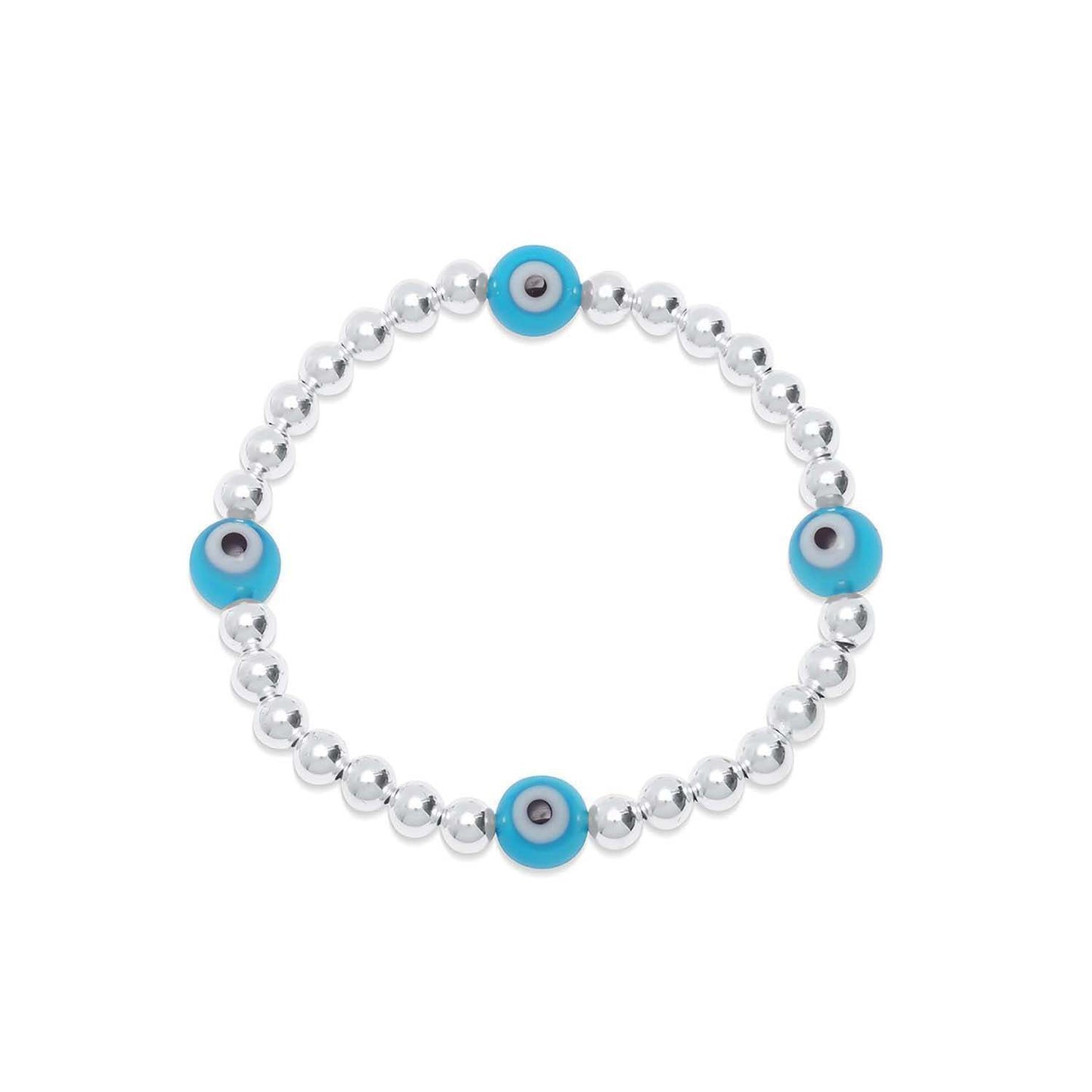 Evil Eye 5mm Silver or Gold Bead Bracelet Perfect for Stacking