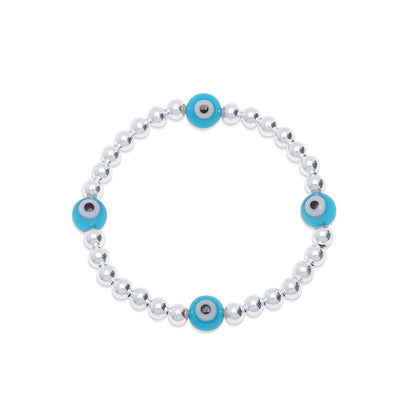 Evil Eye 5mm Silver or Gold Bead Bracelet Perfect for Stacking