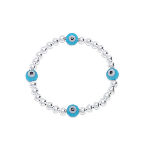 Evil Eye 5mm Silver or Gold Bead Bracelet Perfect for Stacking