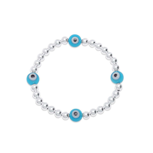 Evil Eye 5mm Silver or Gold Bead Bracelet Perfect for Stacking