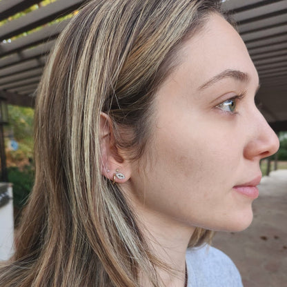 Evil eye + Hamsa Diamond Earrings in Gold