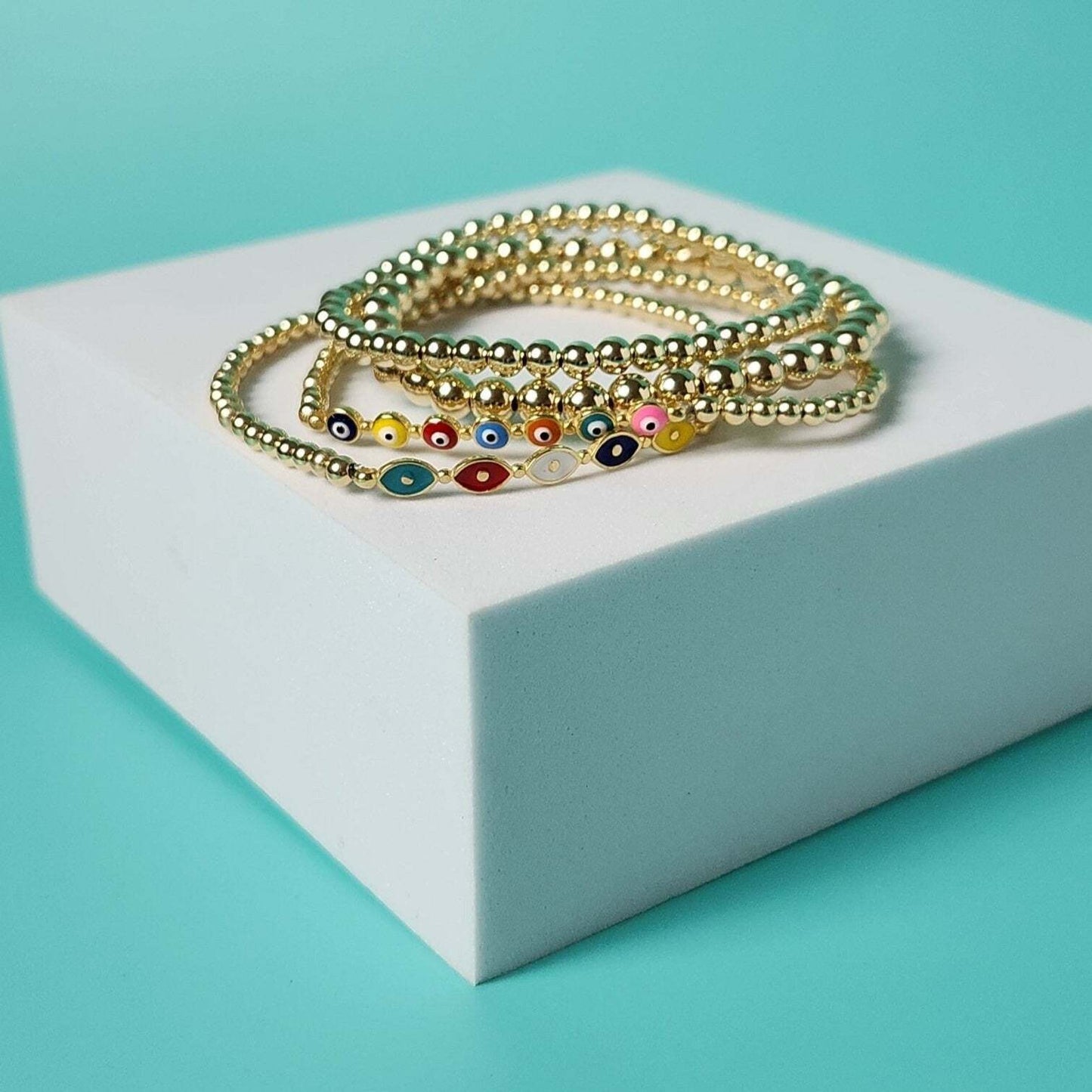 Evil Eye Bead Bracelet with Colorful Protection