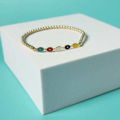 Evil Eye Bead Bracelet with Colorful Protection