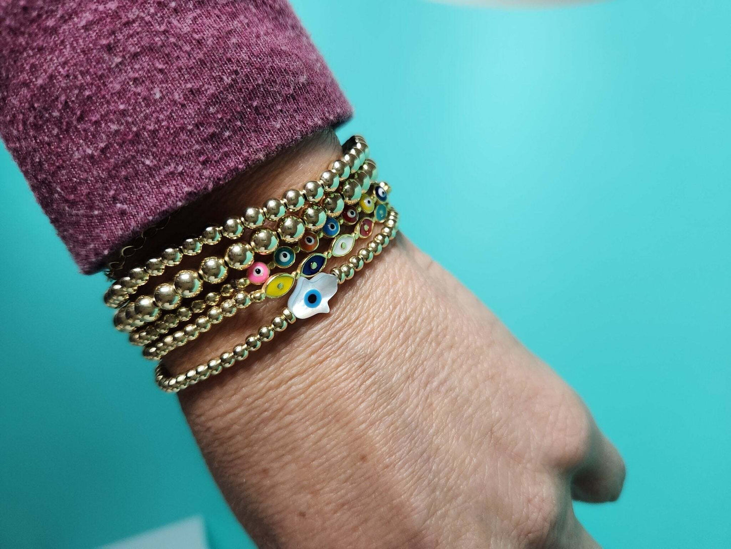 Evil Eye Bead Bracelet with Colors