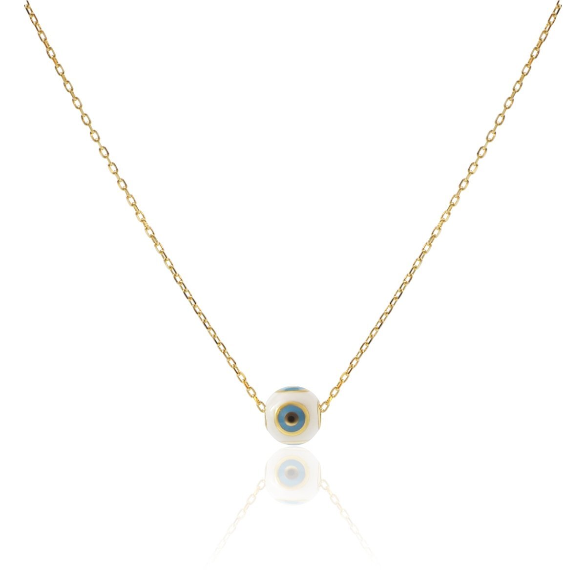 Evil Eye Bead Necklace in Gold