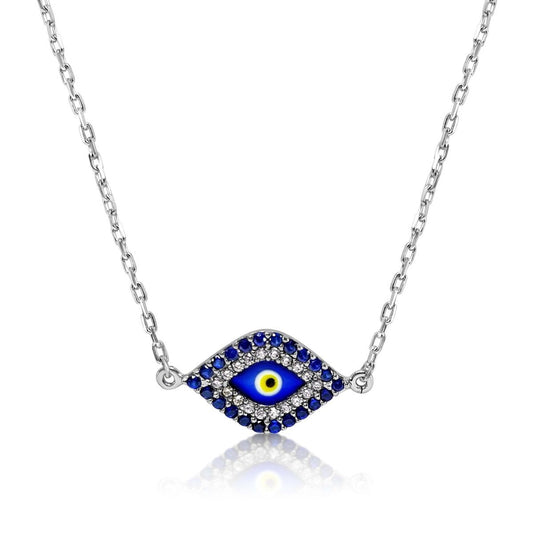 Evil Eye Bracelet with Blue Cubic Zirconia Stones