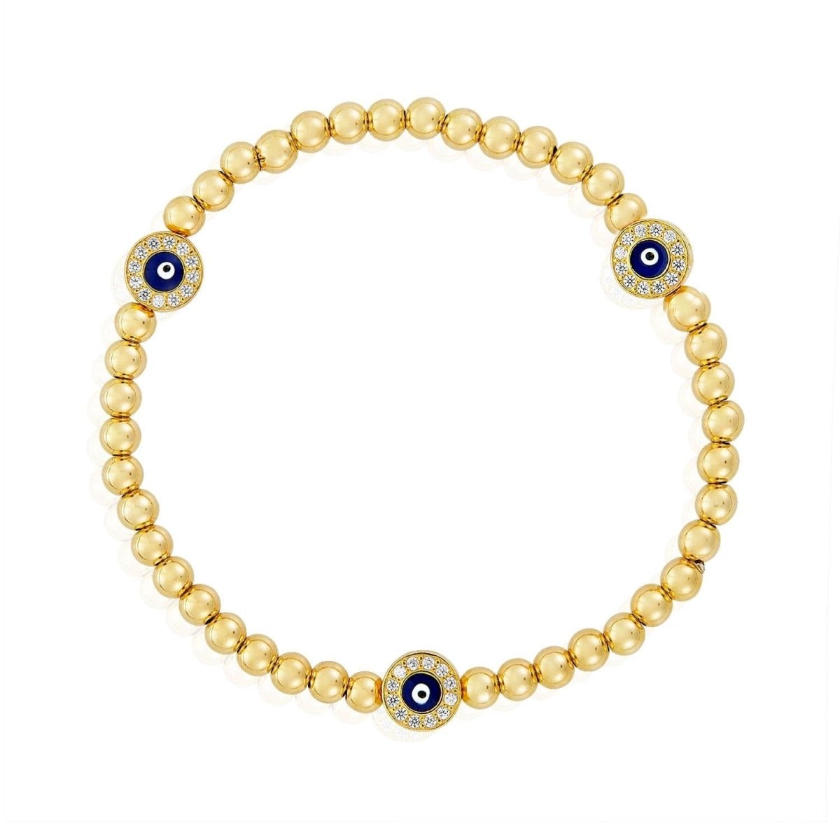 Evil Eye CZ Bead Bracelet in 14k Yellow Gold Filled, the everyday protection bracelet you never want to take off
