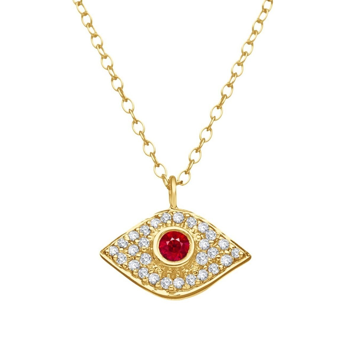 Evil Eye Designer Necklace in 14k Gold with Diamonds