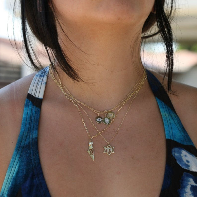 Evil Eye Diamond and Sapphire Pendant in 14k Gold