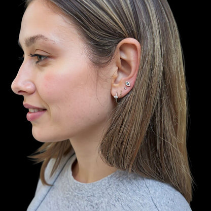 Evil Eye Diamond and Turquoise Earrings 14k Gold