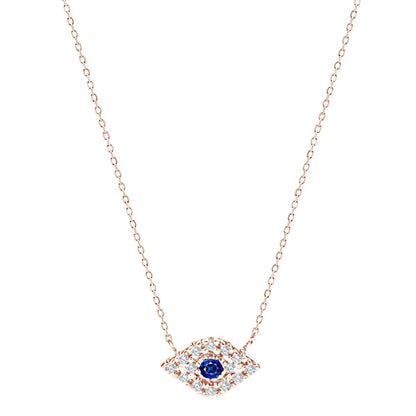 Evil Eye Diamond Necklace in Solid 14k White Gold, fine jewelry protection you will wear every day
