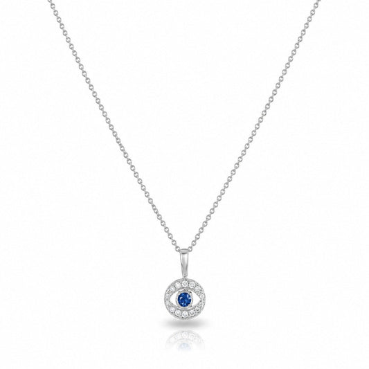 Evil Eye Diamond Pendant Necklace in Solid 14k Gold, bold protection you can see