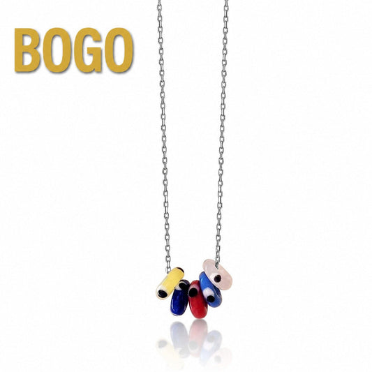 Evil Eye Glass Bead Necklace in Sterling Silver | Colorful Protection Charm