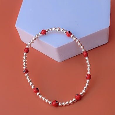 Evil Eye Red Bracelets on Small Beads