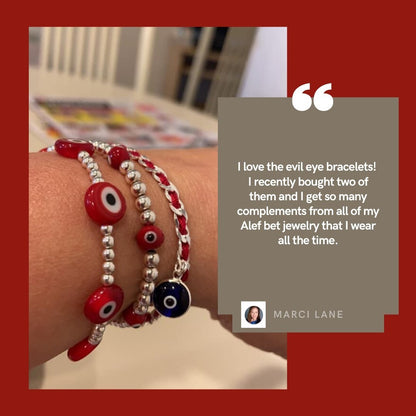 Evil Eye Red Bracelets on Small Beads