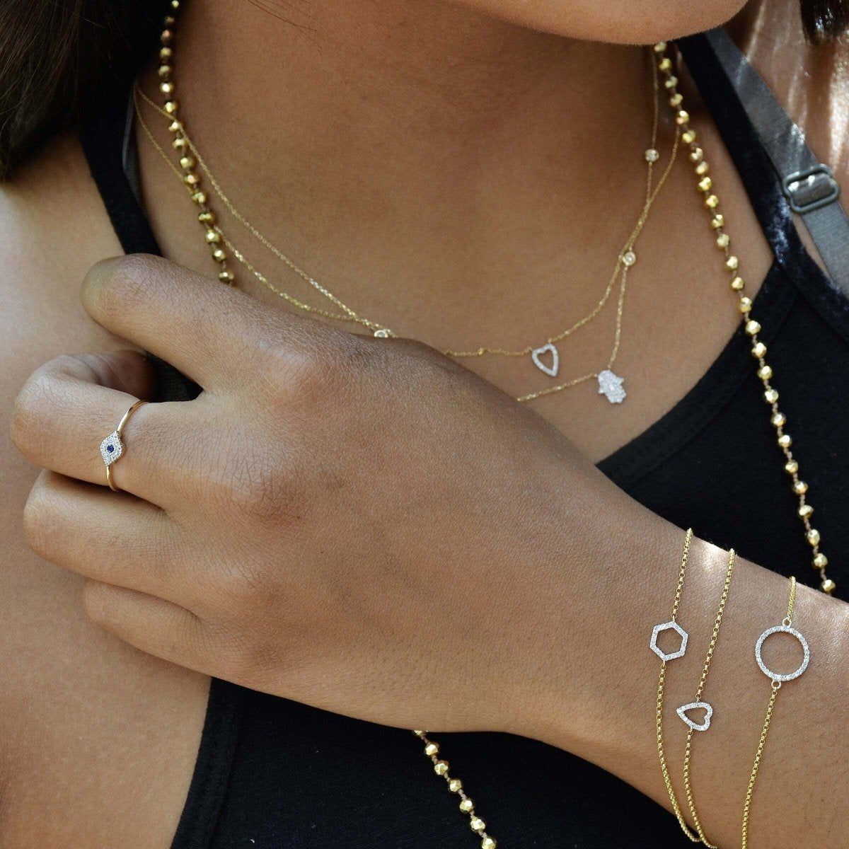 Evil Eye Ring in 14k Gold with Diamonds