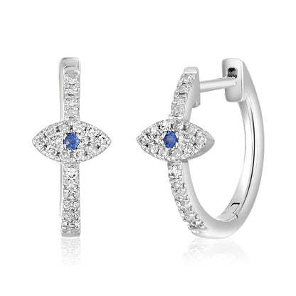 Evil Eye Sapphire and Diamond Earrings 14k Gold