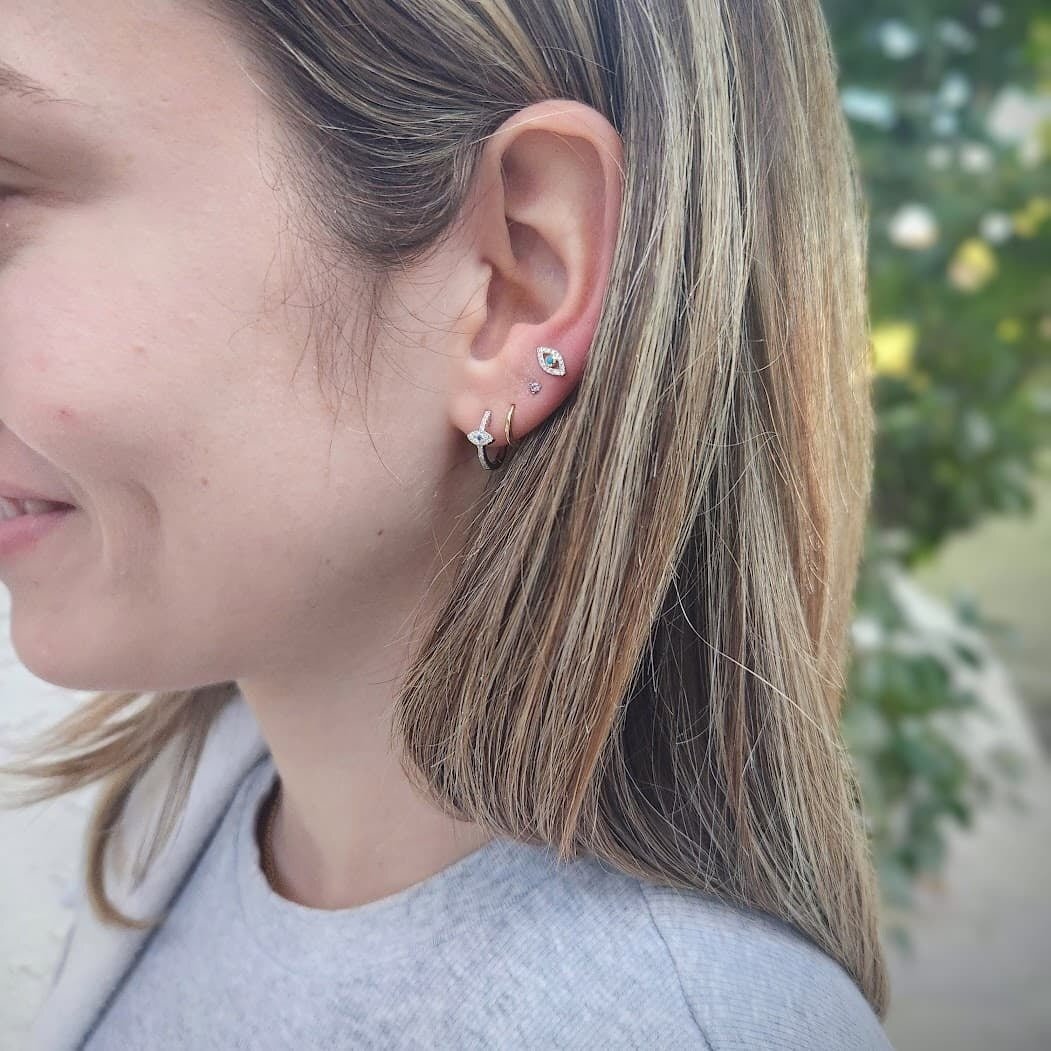 Evil Eye Sapphire and Diamond Earrings 14k Gold