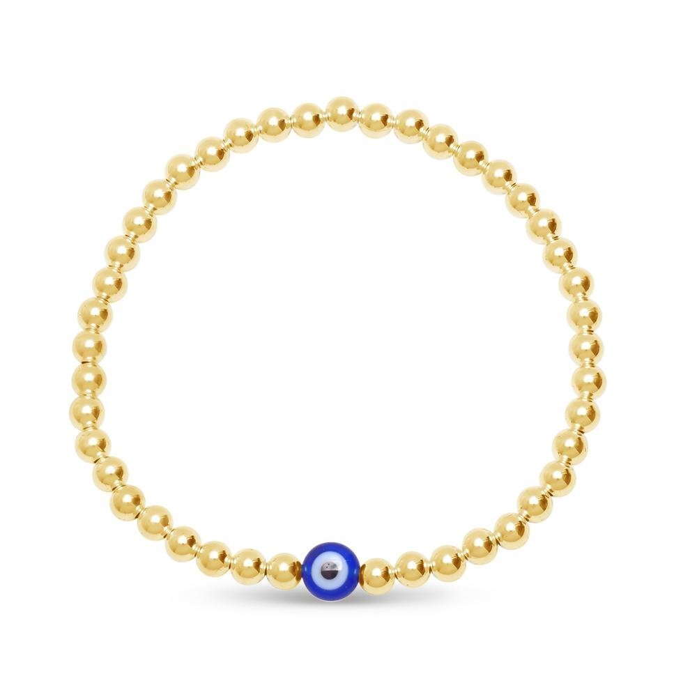 Evil Eye Stacking Bracelet in 14k Gold Filled Beads, hand strung and 100% water safe for years of effortless wear
