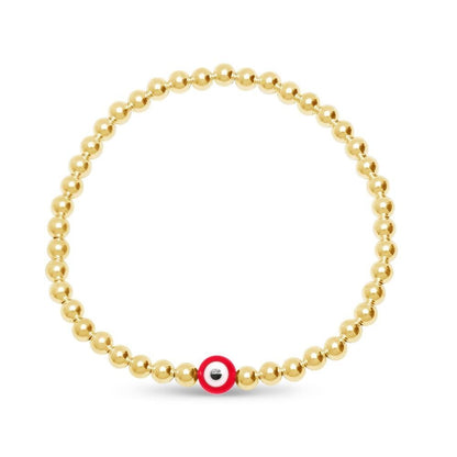Evil Eye Stacking Bracelet in 14k Gold Filled Beads, hand strung and 100% water safe for years of effortless wear