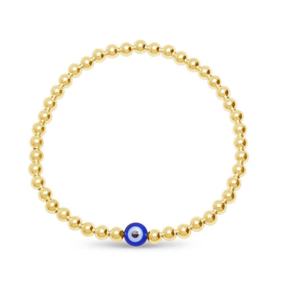 Evil Eye Stacking Bracelet in 14k Gold Filled Beads, hand strung and 100% water safe for years of effortless wear