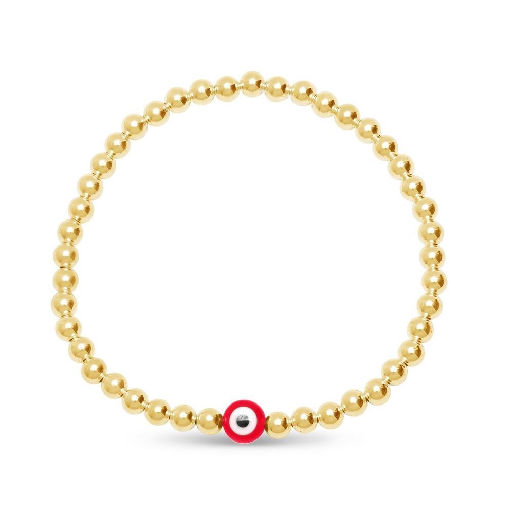Evil Eye Stacking Bracelet in 14k Gold Filled Beads, hand strung and 100% water safe for years of effortless wear