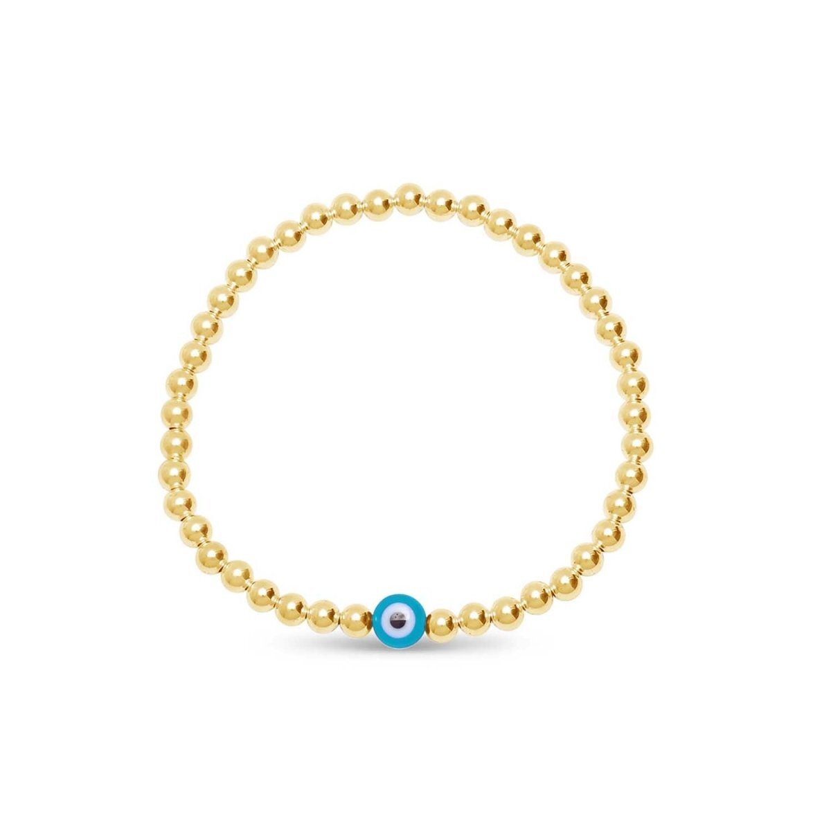 Evil Eye Stacking Bracelet in 14k Gold Filled Beads, hand strung and 100% water safe for years of effortless wear
