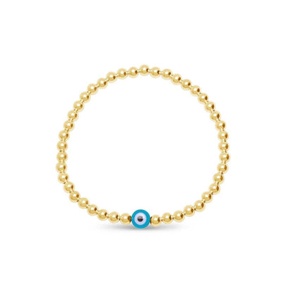 Evil Eye Stacking Bracelet in 14k Gold Filled Beads, hand strung and 100% water safe for years of effortless wear
