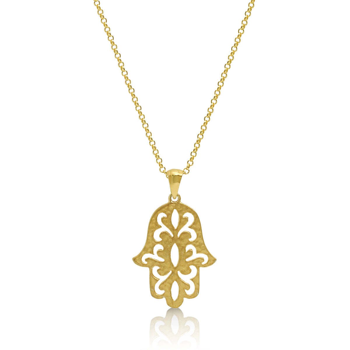 Floral Hamsa Necklace in Sterling Silver 925 with Cutwork Detail, handcrafted artisan protection for the woman who wears meaning