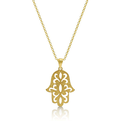 Floral Hamsa Necklace in Sterling Silver 925 with Cutwork Detail, handcrafted artisan protection for the woman who wears meaning