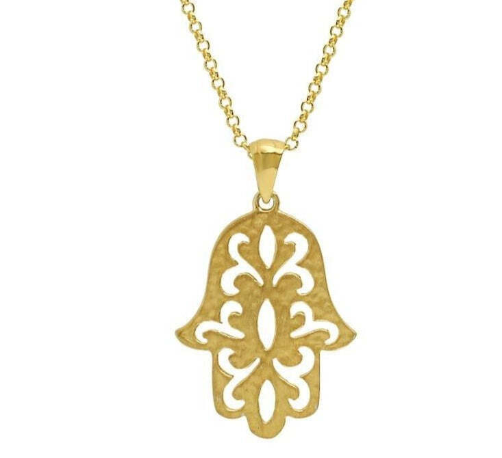 Floral Hamsa Necklace with Chain