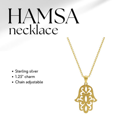 Floral Hamsa Necklace with Chain