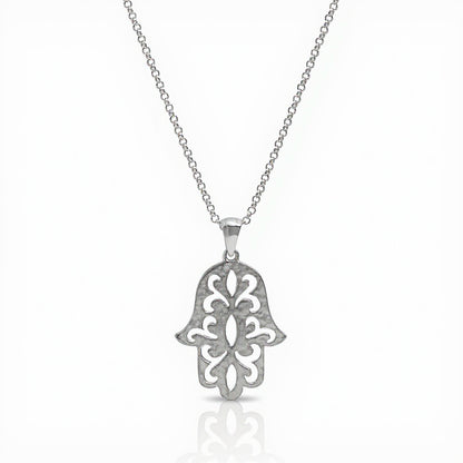 Floral Hamsa Necklace with Chain