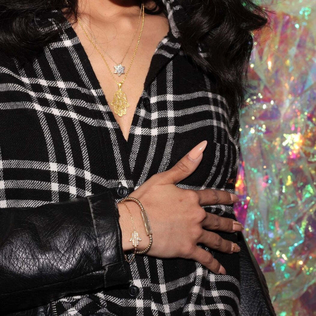 Floral Hamsa Necklace with Chain