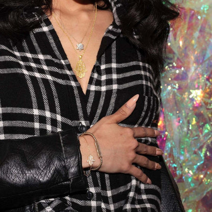 Floral Hamsa Necklace with Chain