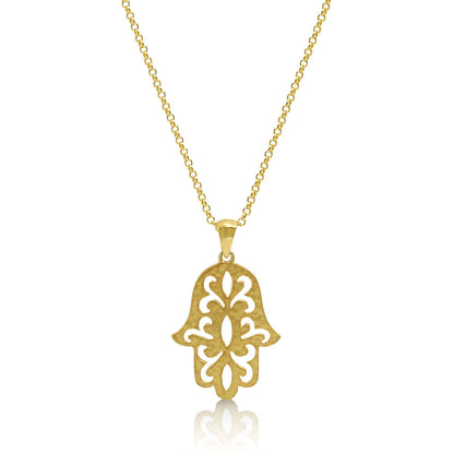 Floral Hamsa Necklace with Chain