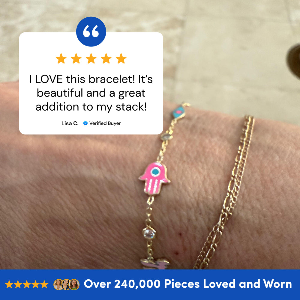 Four Symbolic Bracelet | Chai, Hamsa, Evil Eye, Star of David