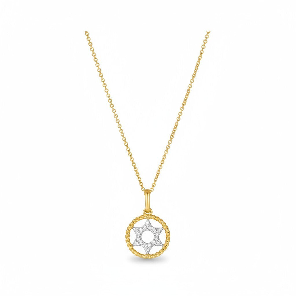 Framed Diamond Jewish Star of David Necklace