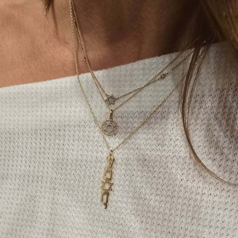 Framed Diamond Jewish Star of David Necklace