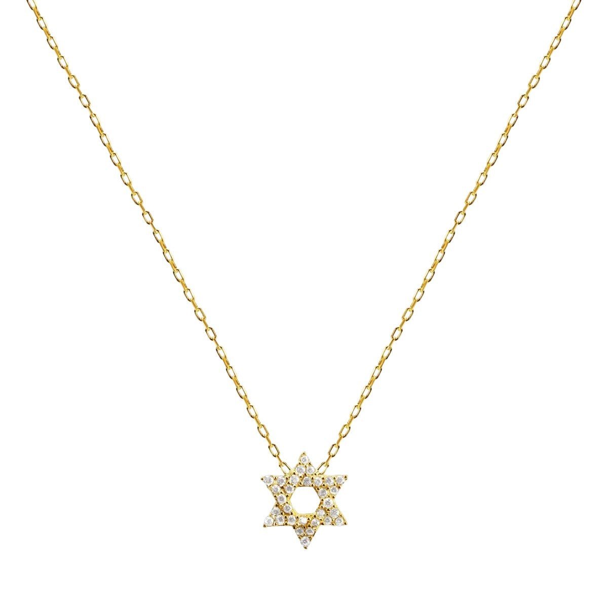 Full Pave Star of David Necklace Sterling Silver 3/8" | Alef Bet