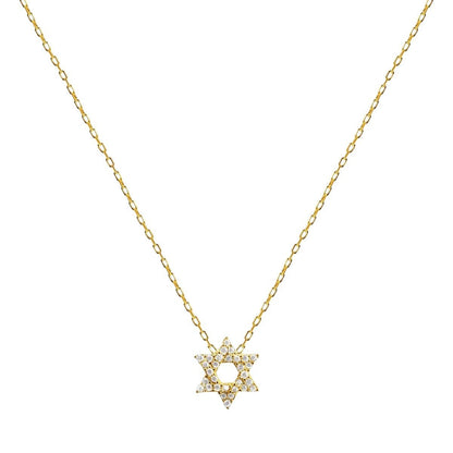 Full Pave Star of David Necklace Sterling Silver 3/8" | Alef Bet