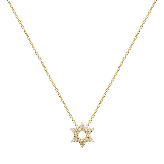 Full Pave Star of David Necklace Sterling Silver 3/8" | Alef Bet