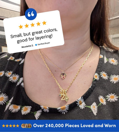 Gemstone Hamsa Pendant in Gold