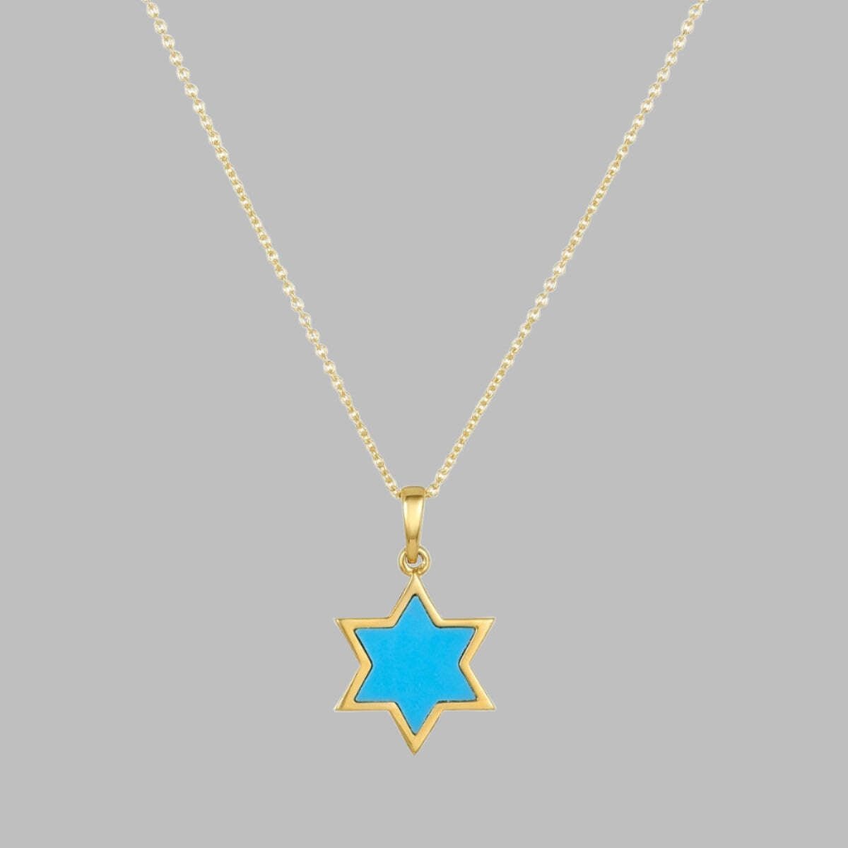 Gemstone Star of David and Diamond Necklace in 14k Gold