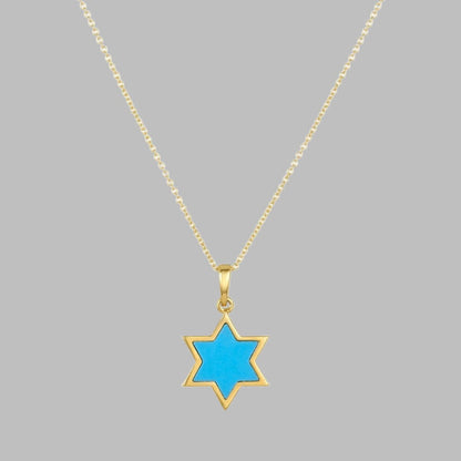 Gemstone Star of David and Diamond Necklace in 14k Gold
