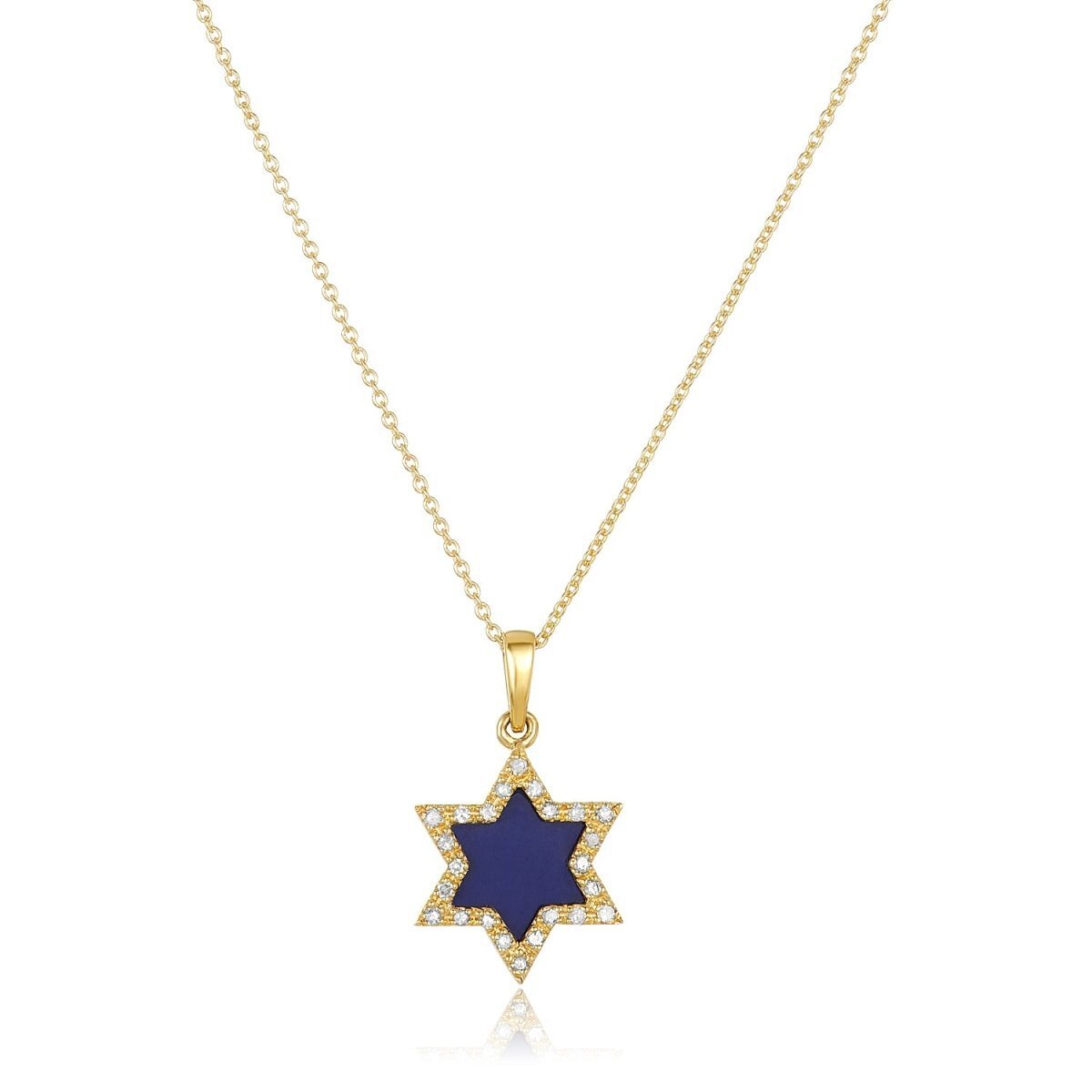 Gemstone Star of David and Diamond Necklace in 14k Gold