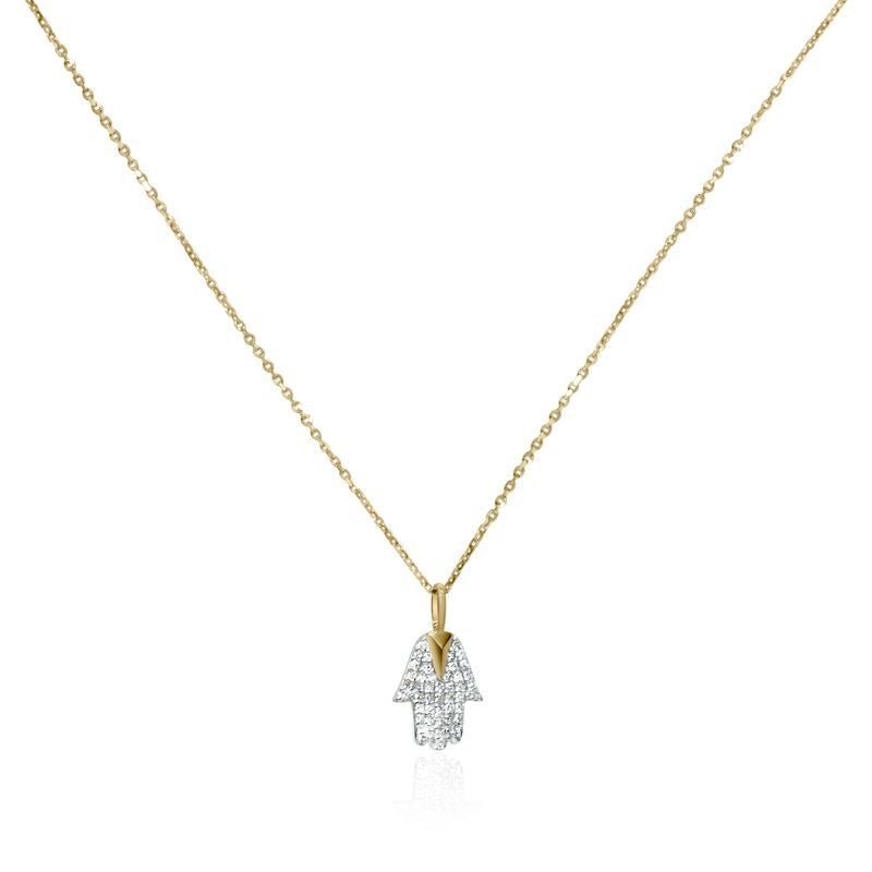 14K gold hamsa pendant with bezel-set diamond accent by Alef Bet