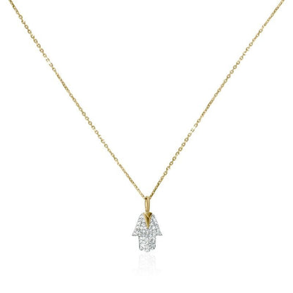14K gold hamsa pendant with bezel-set diamond accent by Alef Bet